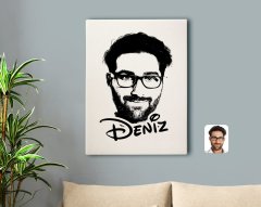 Kişiye Özel İsimli Erkek Silüet Kanvas Tablo 50x70cm-1B