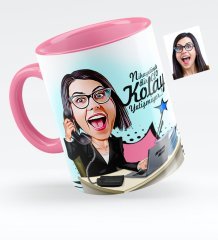 Kişiye Özel Bayan CEO Karikatürlü Pembe Kupa Bardak - 1