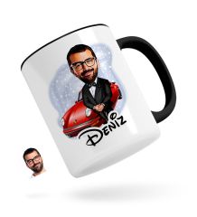Kişiye Özel Erkek Patron Karikatürlü Siyah Kupa Bardak-1