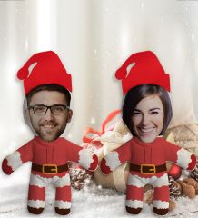 BK Gift Kişiye Özel Fotoğraflı Yılbaşı Kostümlü Çiftler 2’li Bebek Yastık Seti-2