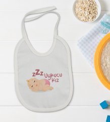 BK Kids Uykucu Kız Tasarımlı Bebek Body Zıbın ve Mama Önlüğü Hediye Seti - Model 1
