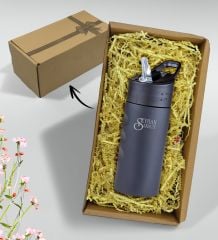 BK Gift Kişiye Özel Hediye Kutulu 5302 Siyah Çelik Matara 500ml