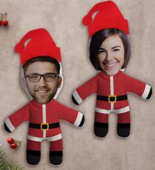 BK Gift Kişiye Özel Fotoğraflı Yılbaşı Kostümlü Çiftler 2’li Bebek Yastık Seti-1