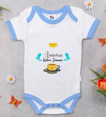 BK Kids Annemin Kahve Zamanı Tasarımlı Mavi Bebek Body Zıbın-1