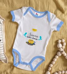 BK Kids Annemin Kahve Zamanı Tasarımlı Mavi Bebek Body Zıbın-1