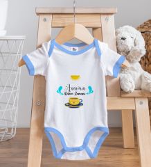 BK Kids Annemin Kahve Zamanı Tasarımlı Mavi Bebek Body Zıbın-1