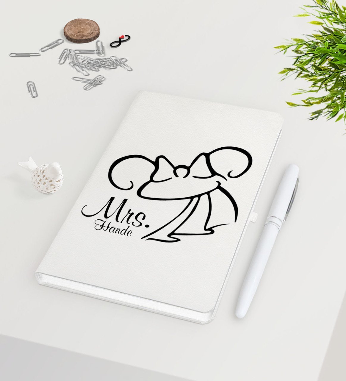 Kişiye Özel Sevgililer Günü Beyaz Defter Kalem Seti-95