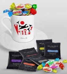 BK Gift Kişiye Özel 2023 Mutlu Yıllar Türk Kahvesi Fincanı Selamlique Karışık Türk Kahvesi ve Haribo Şeker Hediye Seti-13