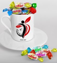 Kişiye Özel Eczacı Türk Kahvesi Fincanı ve Haribo Şeker Hediye Seti-4