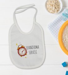 BK Kids Uyandırma Servisi Tasarımlı Bebek Body Zıbın ve Mama Önlüğü Hediye Seti - Model 1
