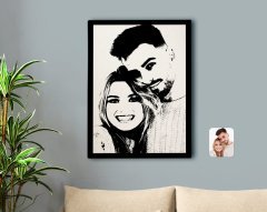 Kişiye Özel Sevgililer Silüet Kanvas Tablo 50x70cm-1A