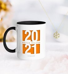 BK Gift Kişiye Özel 2023 Mutlu Yıllar Siyah Kupa ve Kar Tanesi Kolye-7