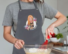 BK Gift Kişiye Özel Anneler Günü Karikatürlü Profesyonel Antrasit Mutfak Önlüğü, Aşçı Önlüğü, Şef Önlüğü, Arkadaşa Hediye-3