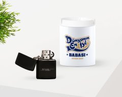 Kişiye Özel Babalar Günü Hediyesi Dünyanın En İyi Babası Tasarımlı Seramik Kül Tablası ve Benzinli Çakmak Seti-2
