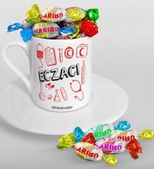 Kişiye Özel Eczacı Türk Kahvesi Fincanı ve Haribo Şeker Hediye Seti-2