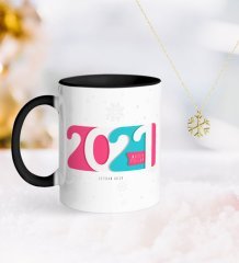 BK Gift Kişiye Özel 2023 Mutlu Yıllar Siyah Kupa ve Kar Tanesi Kolye-6