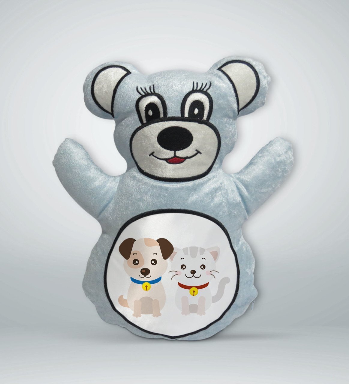 BK Gift Sevimli Sevimli Kedi ve Köpek Tasarımlı Mavi Ayıcık Yastık-1