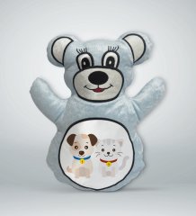 BK Gift Sevimli Sevimli Kedi ve Köpek Tasarımlı Mavi Ayıcık Yastık-1