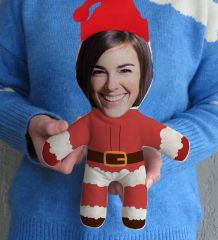 BK Gift Kişiye Özel Fotoğraflı Yılbaşı Kostümlü Kadın Bebek Yastık-2