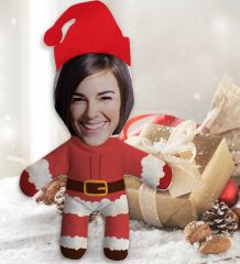 BK Gift Kişiye Özel Fotoğraflı Yılbaşı Kostümlü Kadın Bebek Yastık-2