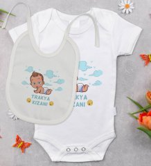 BK Kids Trakya Kızanı Tasarımlı Bebek Body Zıbın ve Mama Önlüğü Hediye Seti - Model 1