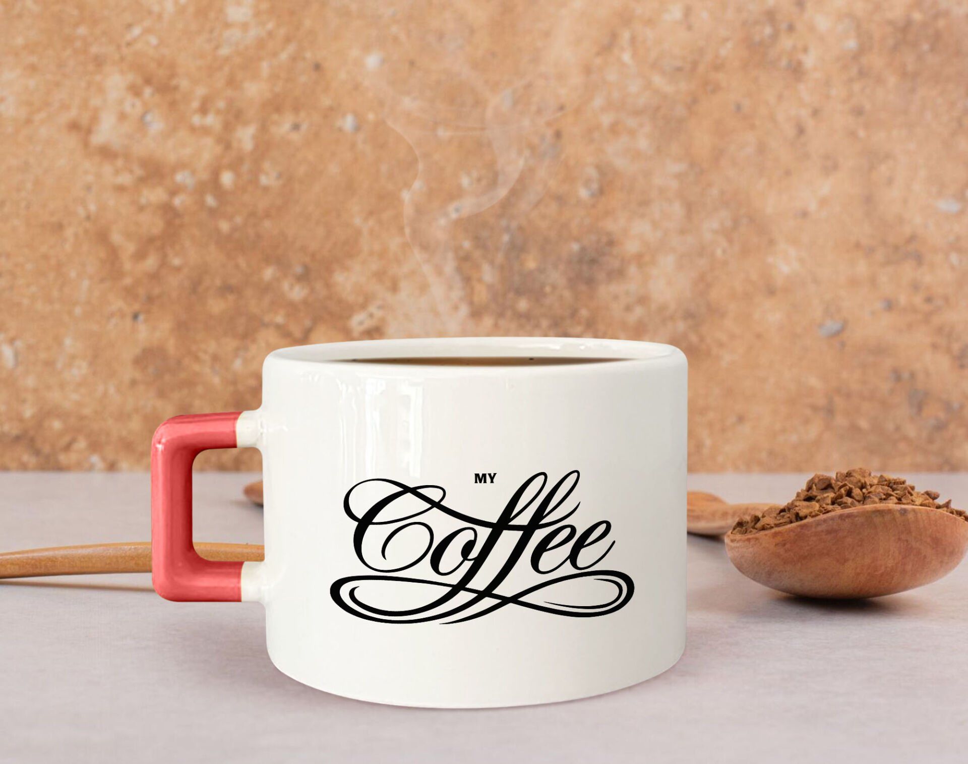 BK Gift Kişiye Özel İsimli Pembe Kulplu Çay & Kahve Fincanı-3, Arkadaşa Hediye, Sevgiliye Hediye