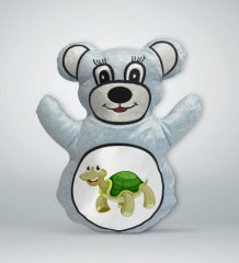 BK Gift Sevimli Sevimli Kaplumbağa Tasarımlı Mavi Ayıcık Yastık-3