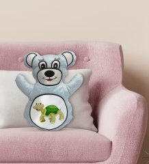 BK Gift Sevimli Sevimli Kaplumbağa Tasarımlı Mavi Ayıcık Yastık-3