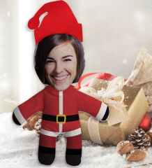 BK Gift Kişiye Özel Fotoğraflı Yılbaşı Kostümlü Kadın Bebek Yastık-1