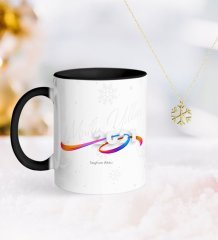 BK Gift Kişiye Özel 2023 Mutlu Yıllar Siyah Kupa ve Kar Tanesi Kolye-4