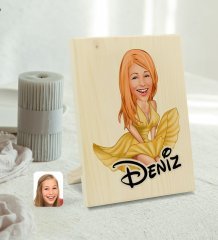 Kişiye Özel İsimli Marilyn Monroe Karikatürlü Dekoratif Ahşap Çerçeve Model 1