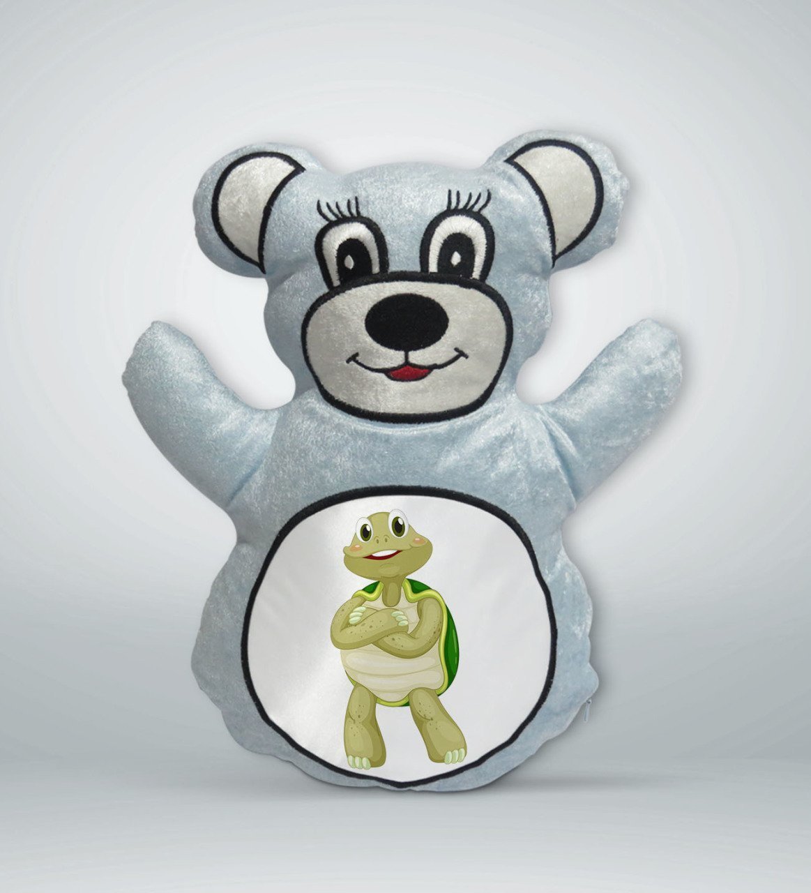 BK Gift Sevimli Sevimli Kaplumbağa Tasarımlı Mavi Ayıcık Yastık-2
