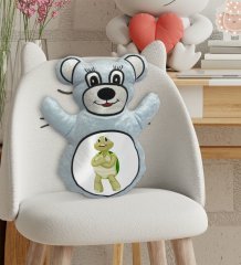 BK Gift Sevimli Sevimli Kaplumbağa Tasarımlı Mavi Ayıcık Yastık-2