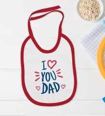 BK Kids I Love You Dad Tasarımlı Kırmızı Bebek Body Zıbın ve Mama Önlüğü Hediye Seti-2