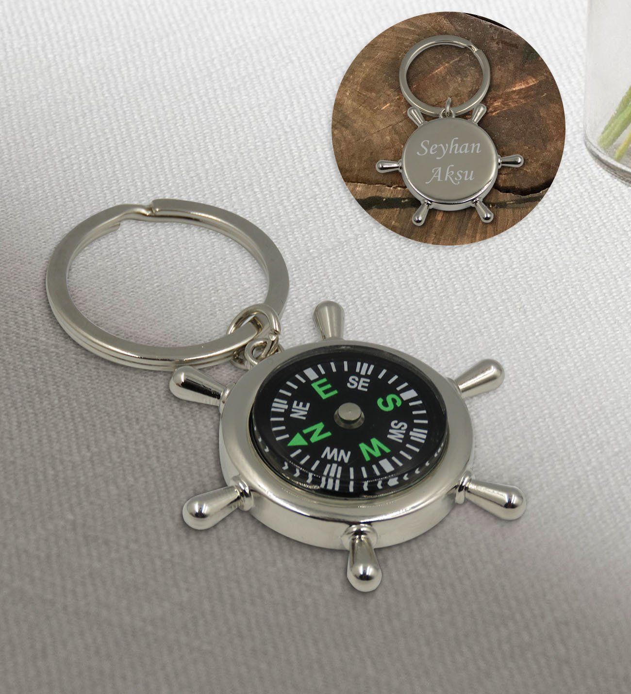 BK Gift Kişiye Özel İsimli 2001 Pusulalı Metal Anahtarlık
