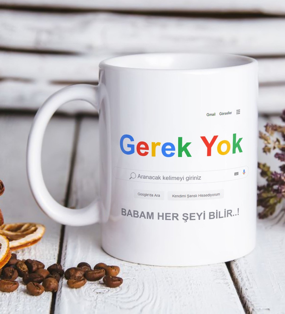 Kişiye Özel Google Babam Her Şeyi Bilir Tasarımlı Kupa Bardak-1