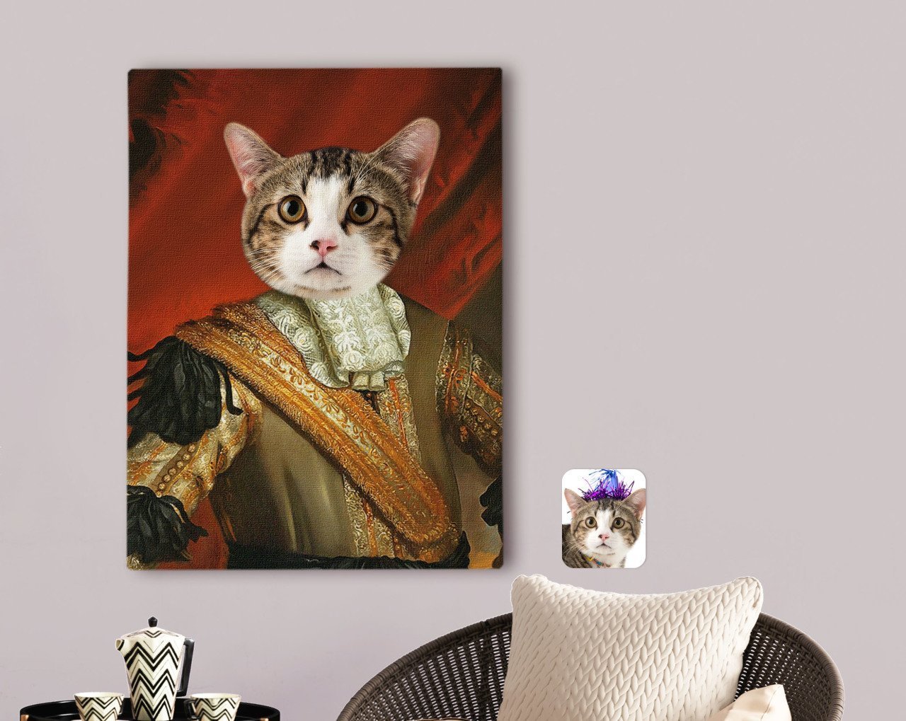 Kişiye Özel Evcil Dost Rönesans Tasarımlı Kanvas Tablo 70x100cm-5