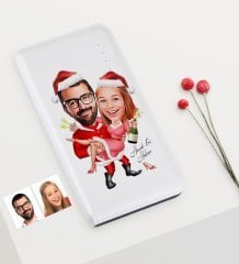 Kişiye Özel Yılbaşı Temalı Sevgililer Karikatürlü Pb-159 7000 mAh Powerbank - 2