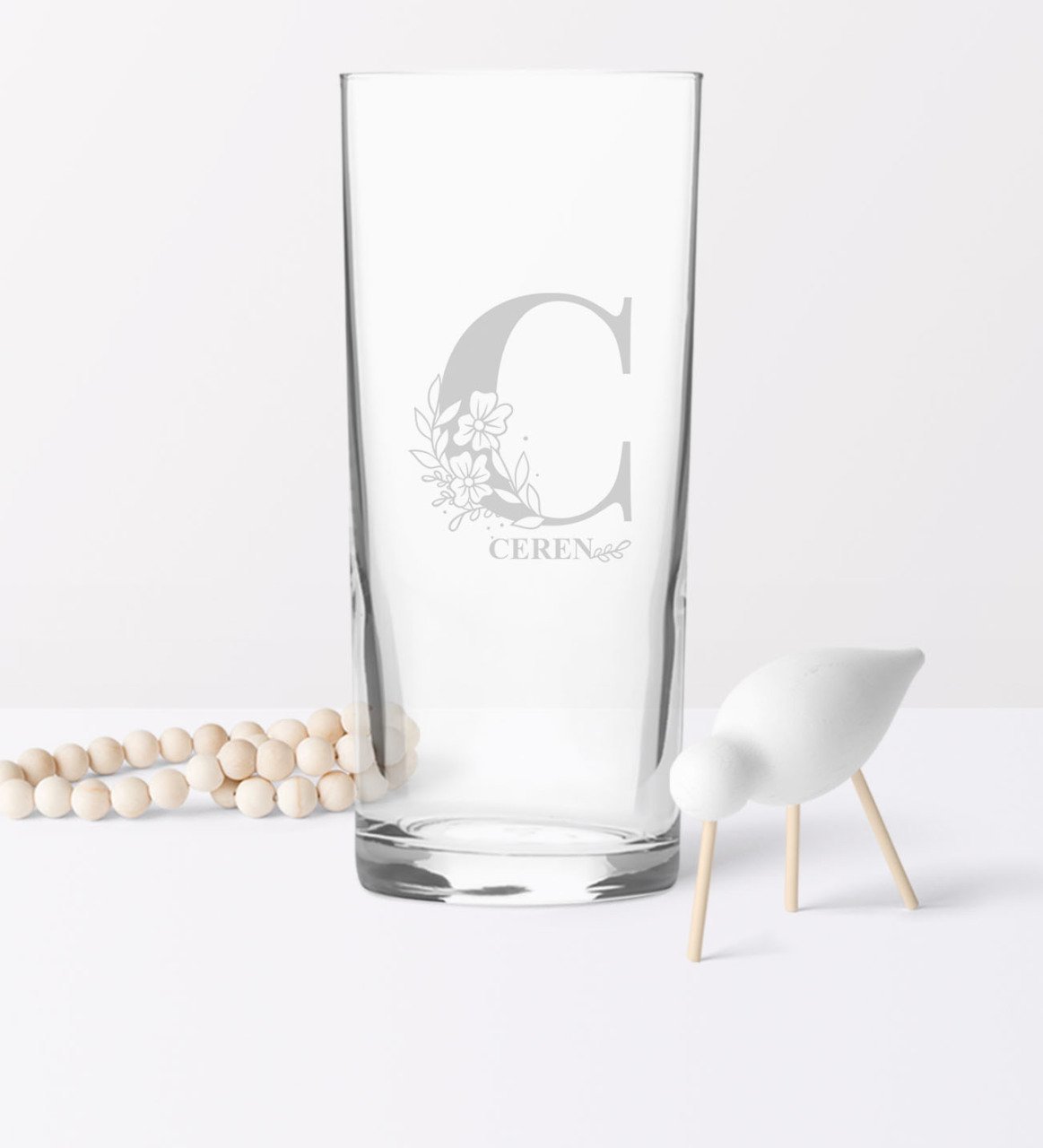 Kişiye Özel C Baş Harfli ve İsimli Rakı Bardağı