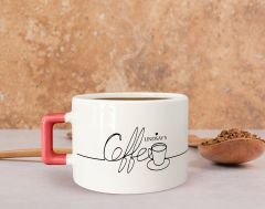 BK Gift Kişiye Özel İsimli Pembe Kulplu Çay & Kahve Fincanı-1, Arkadaşa Hediye, Sevgiliye Hediye