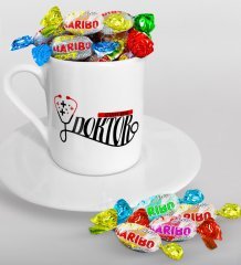 Kişiye Özel Doktor Türk Kahvesi Fincanı ve Haribo Şeker Hediye Seti-13