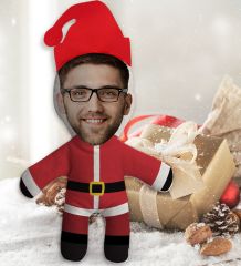 BK Gift Kişiye Özel Fotoğraflı Yılbaşı Kostümlü Erkek Bebek Yastık-1