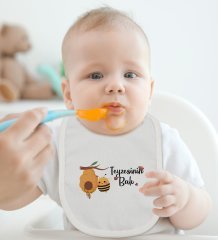 BK Kids Teyzesinin Balı Tasarımlı Bebek Body Zıbın ve Mama Önlüğü Hediye Seti - Model 1