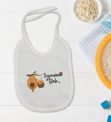 BK Kids Teyzesinin Balı Tasarımlı Bebek Body Zıbın ve Mama Önlüğü Hediye Seti - Model 1