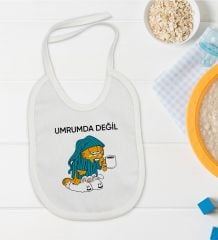 BK Kids Umrumda Değil Tasarımlı Beyaz Bebek Mama Önlüğü-1