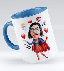 Kişiye Özel Süper Anne Karikatür Kupa Bardak