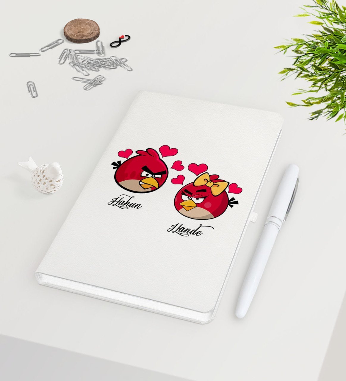Kişiye Özel Sevgililer Günü Beyaz Defter Kalem Seti-89