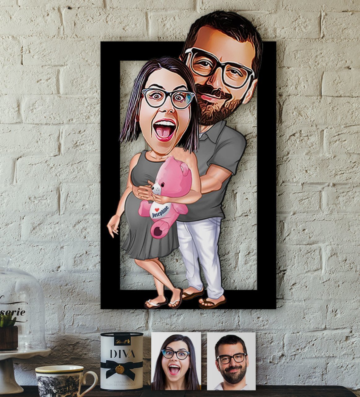 Kişiye Özel Bebek Sürprizi Karikatürlü 3D Ahşap Tablo