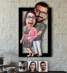 Kişiye Özel Bebek Sürprizi Karikatürlü 3D Ahşap Tablo