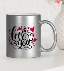 Kişiye Özel Seni Seviyorum Gümüş Yaldızlı Kupa Bardak - 4